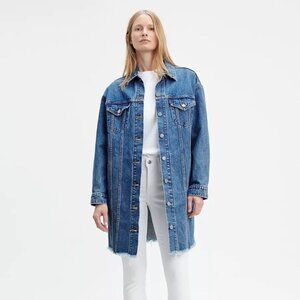 Levi’s women’s extra long denim trucker jacket